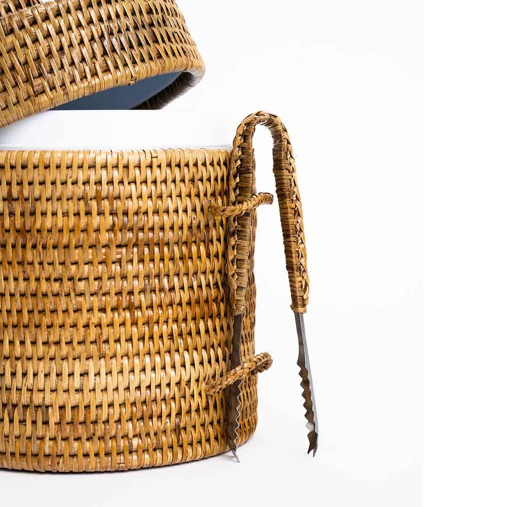 Pomegranate Woven Rattan Lidded Ice Bucket