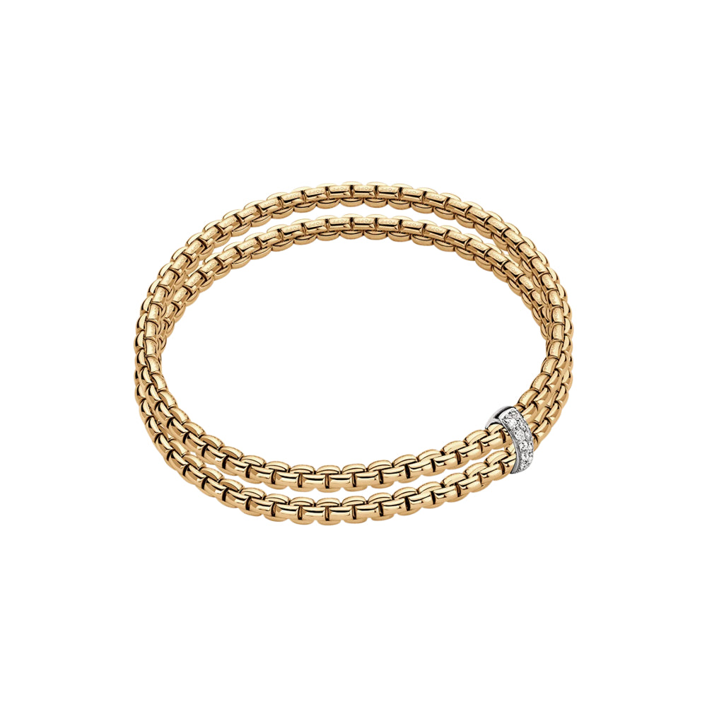Fope Eka 18k Two-Tone Flex'It Bracelet with Pavé Diamonds