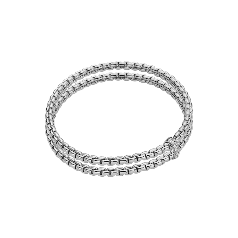 Fope Eka Collection 18k White Gold Flex'It Bracelet with Pavé