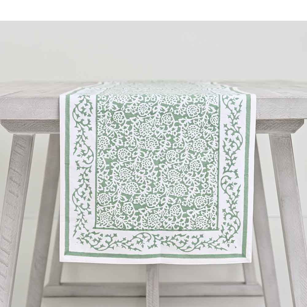 Pomegranate Tapestry Green Table Runner