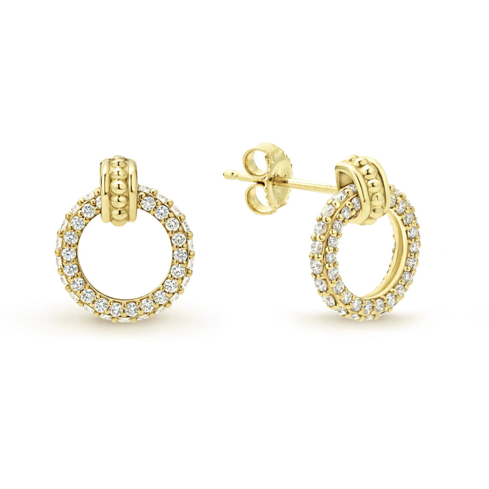 Lagos Meridian 18k Gold Circle Diamond Stud Earrings