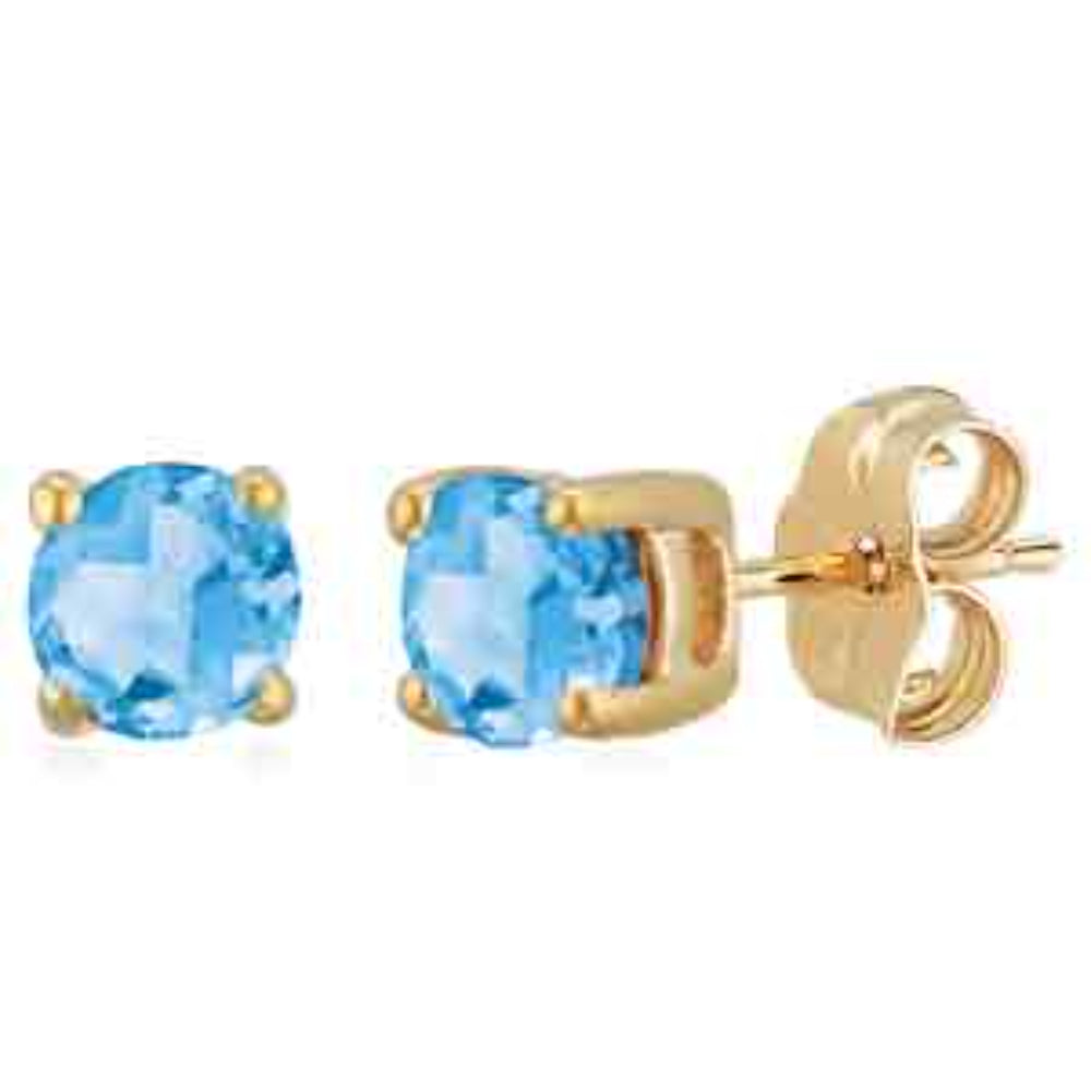 14k Gold Gemstone Stud Earrings