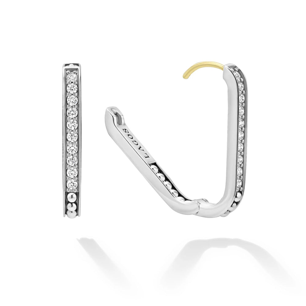 Lagos Caviar Spark Linear Diamond Hoop Earrings