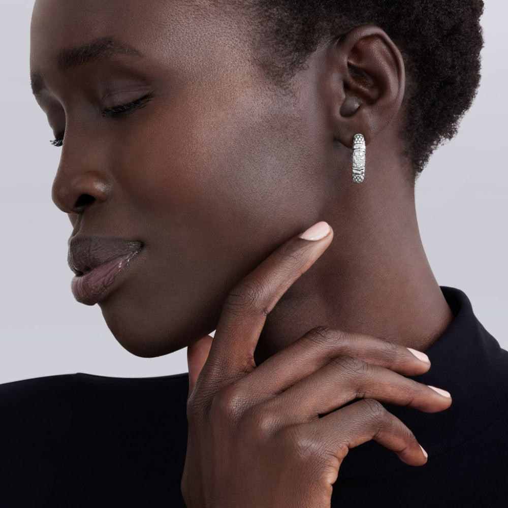 Lagos Signature Caviar Diamond Hoop Earrings