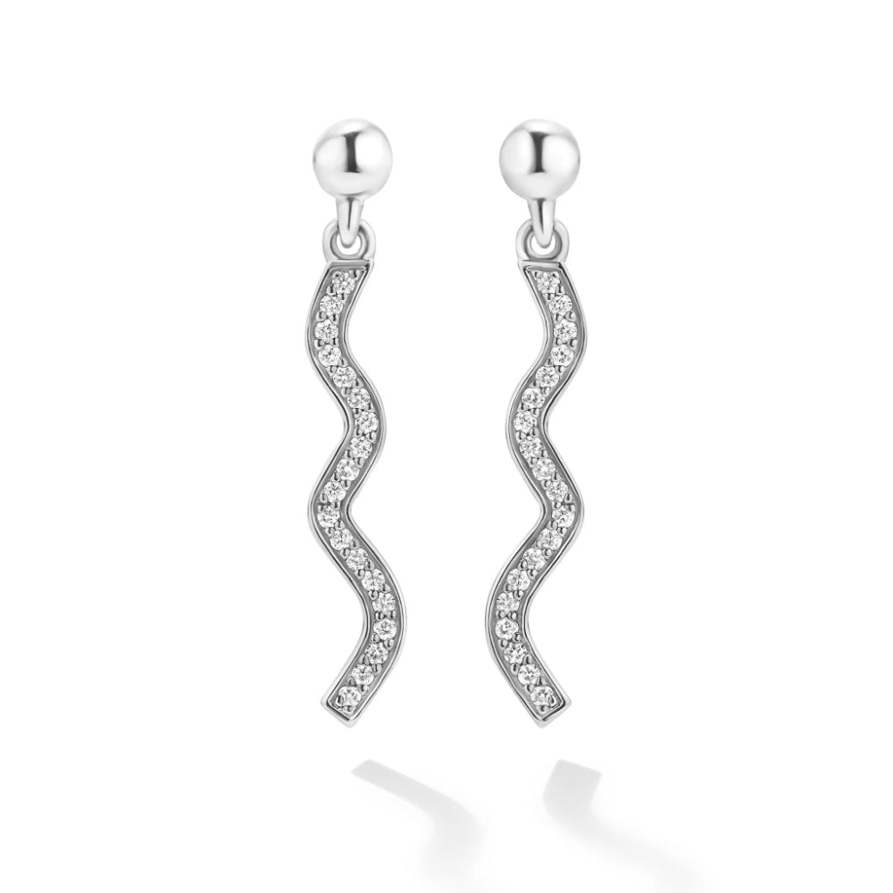 Lagos Caviar Spark Wave Diamond Drop Earrings