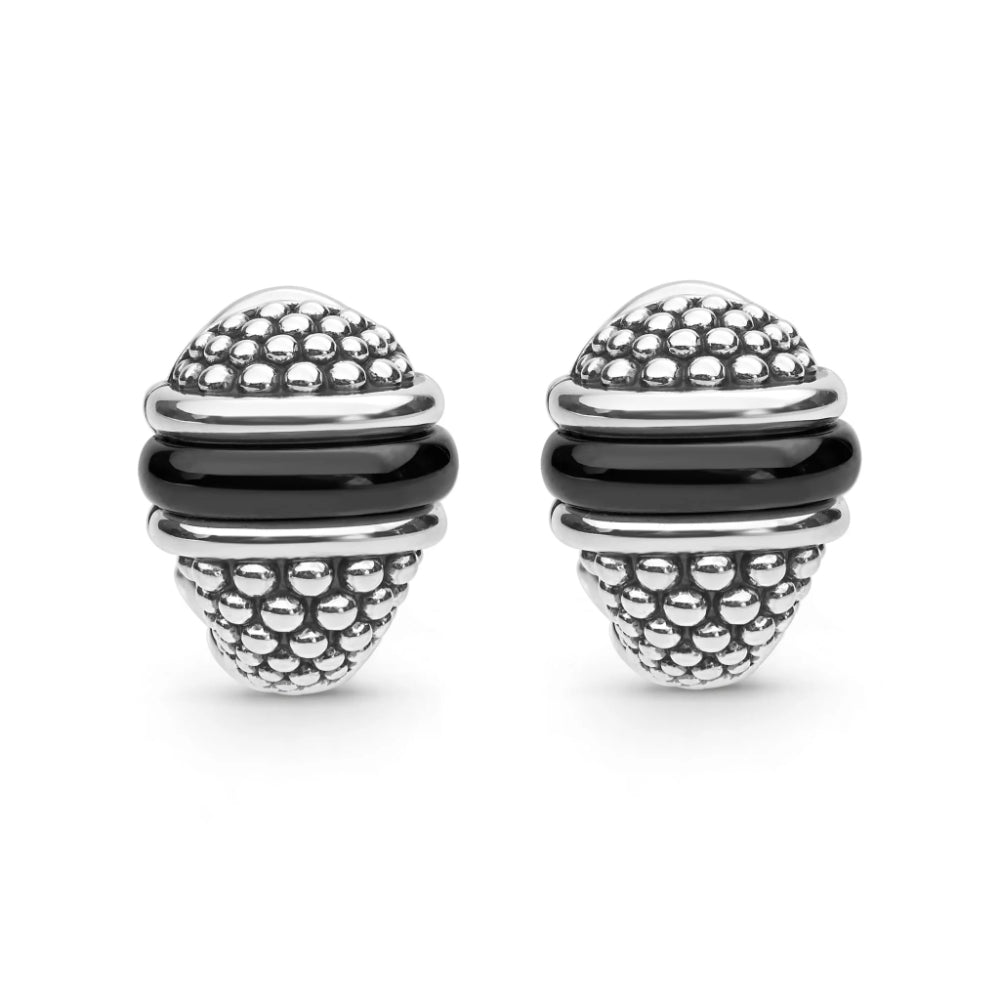 Lagos Black Caviar Ceramic Stud Earrings