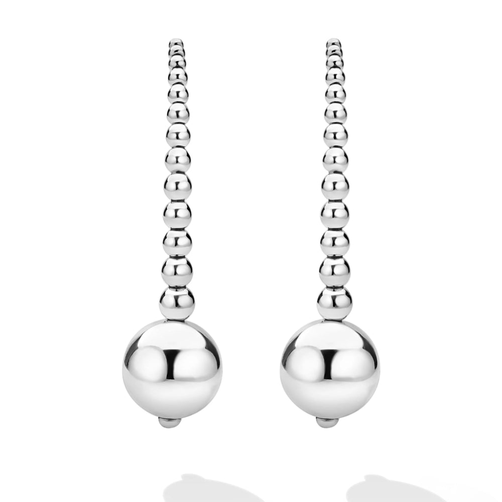 Pair of silver beaded earrings 50mm x 13mm