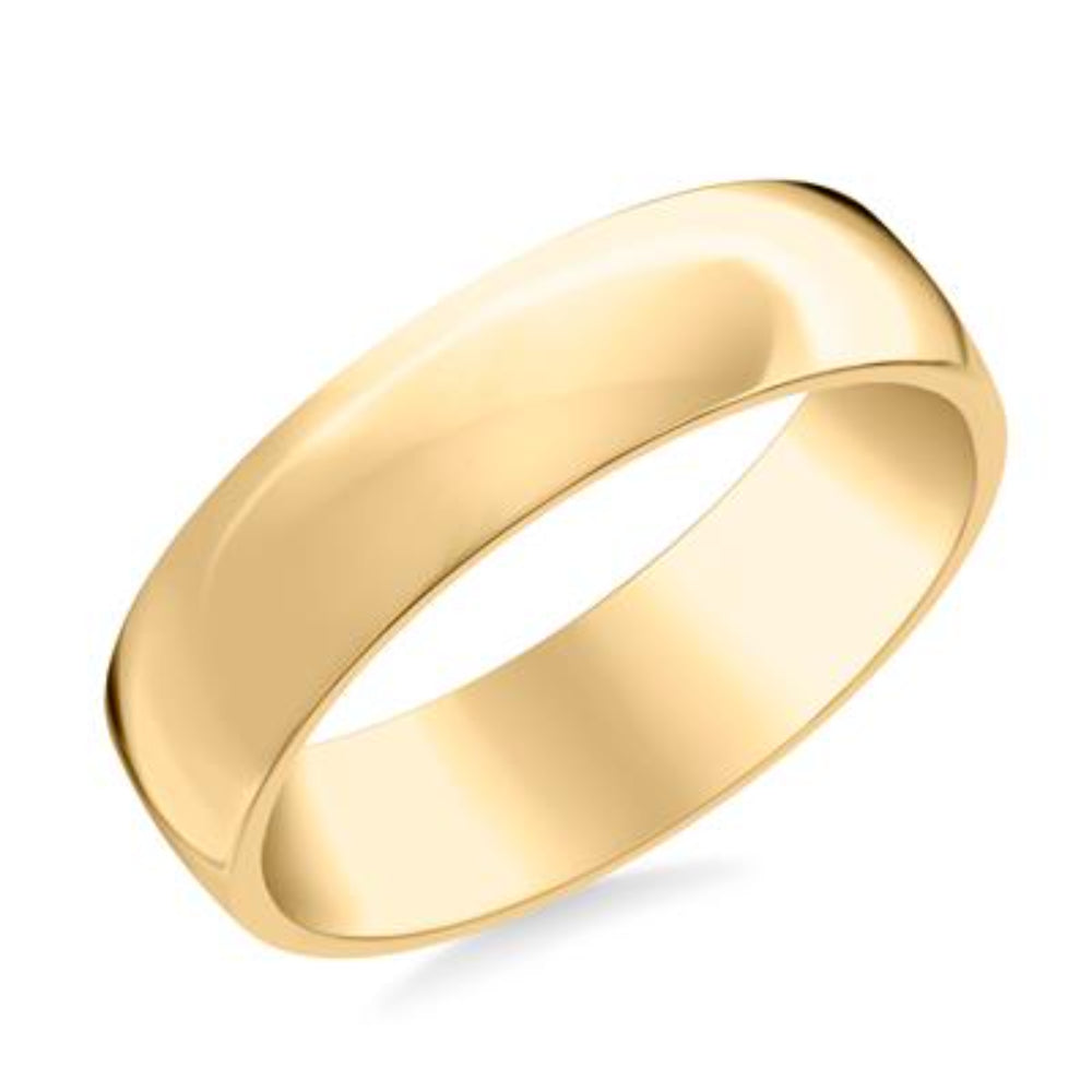 14k Gold European Fit Polished Wedding Band 6mm