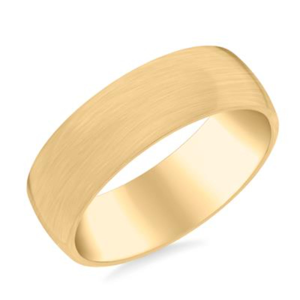 14k Gold European Fit Brushed Wedding Band 7mm