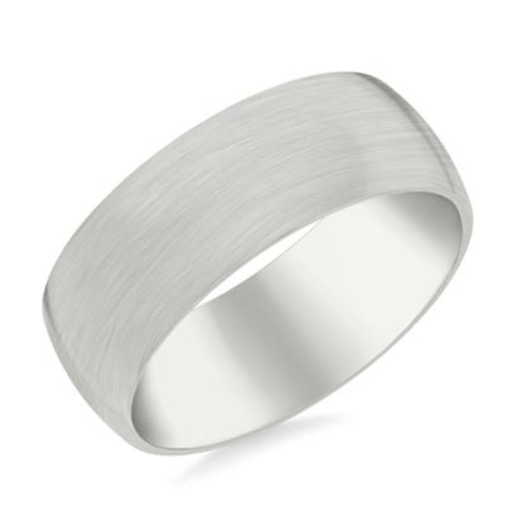14k Gold European Fit Brushed Wedding Band 8mm