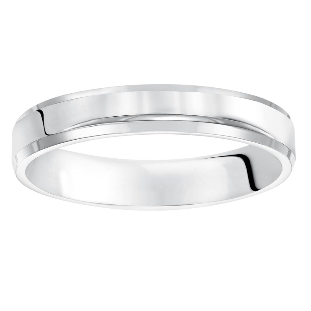 silver band on white background