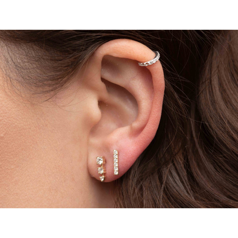 Rachel Reid 14k Diamond Bar Stud Earrings