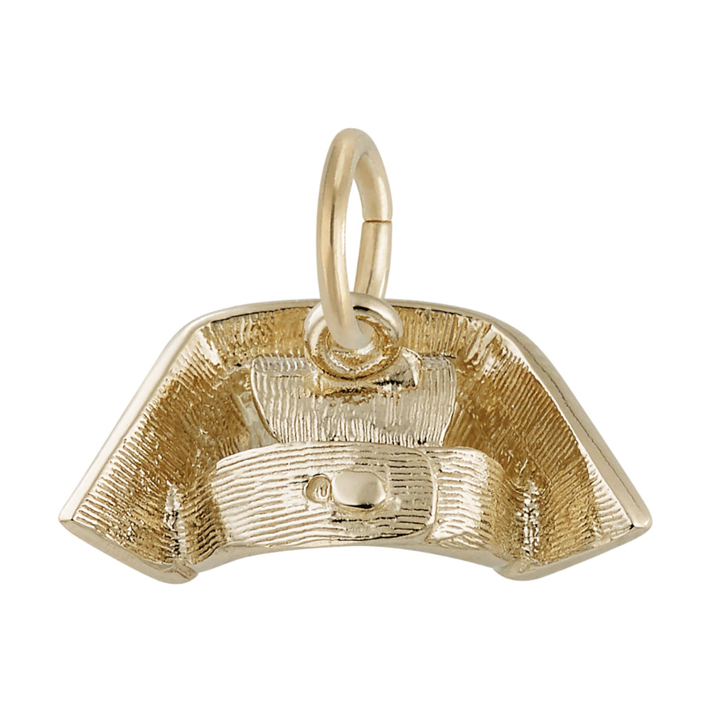 Back of Gold Nurses Cap Charm on a White Background