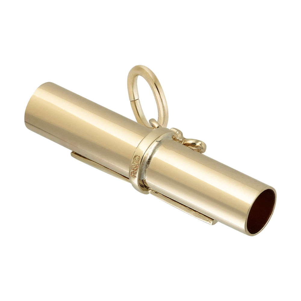 Reverse of Gold 'DIPLOMA' charm on a white background