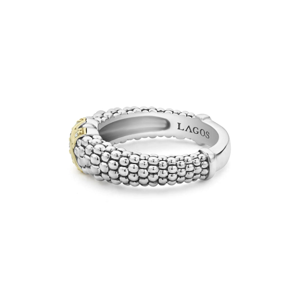 Lagos Embrace Two-Tone X Caviar Diamond Ring
