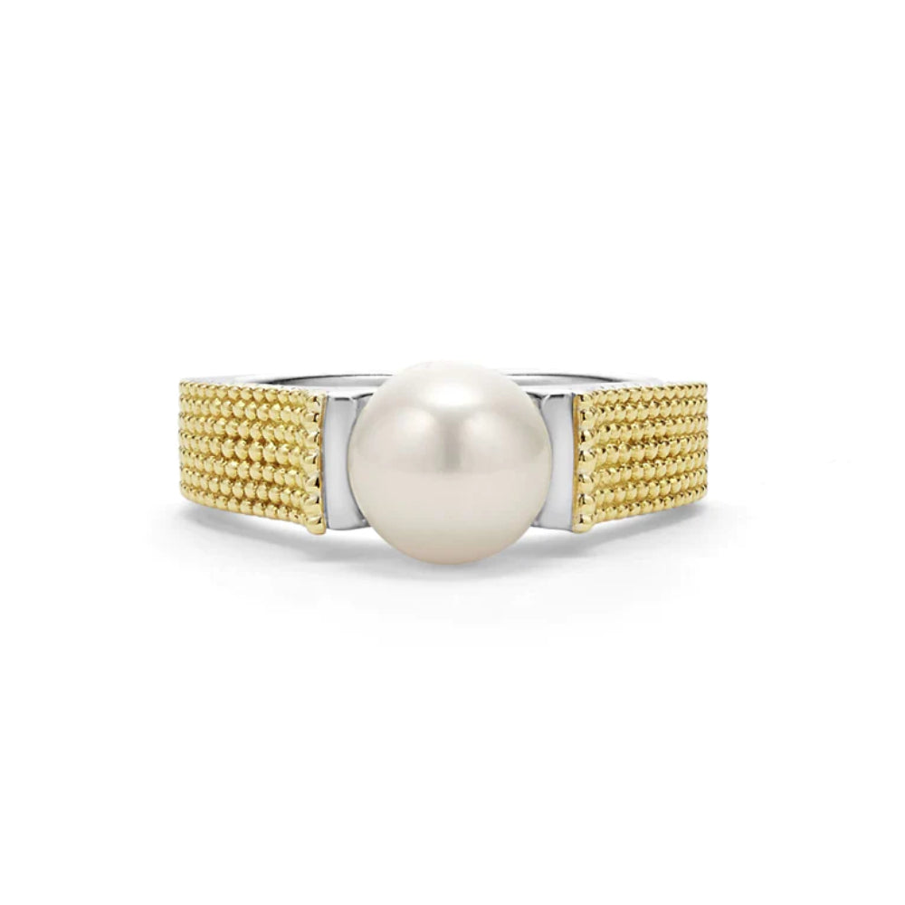 Lagos Luna Two-Tone Caviar Pearl Ring