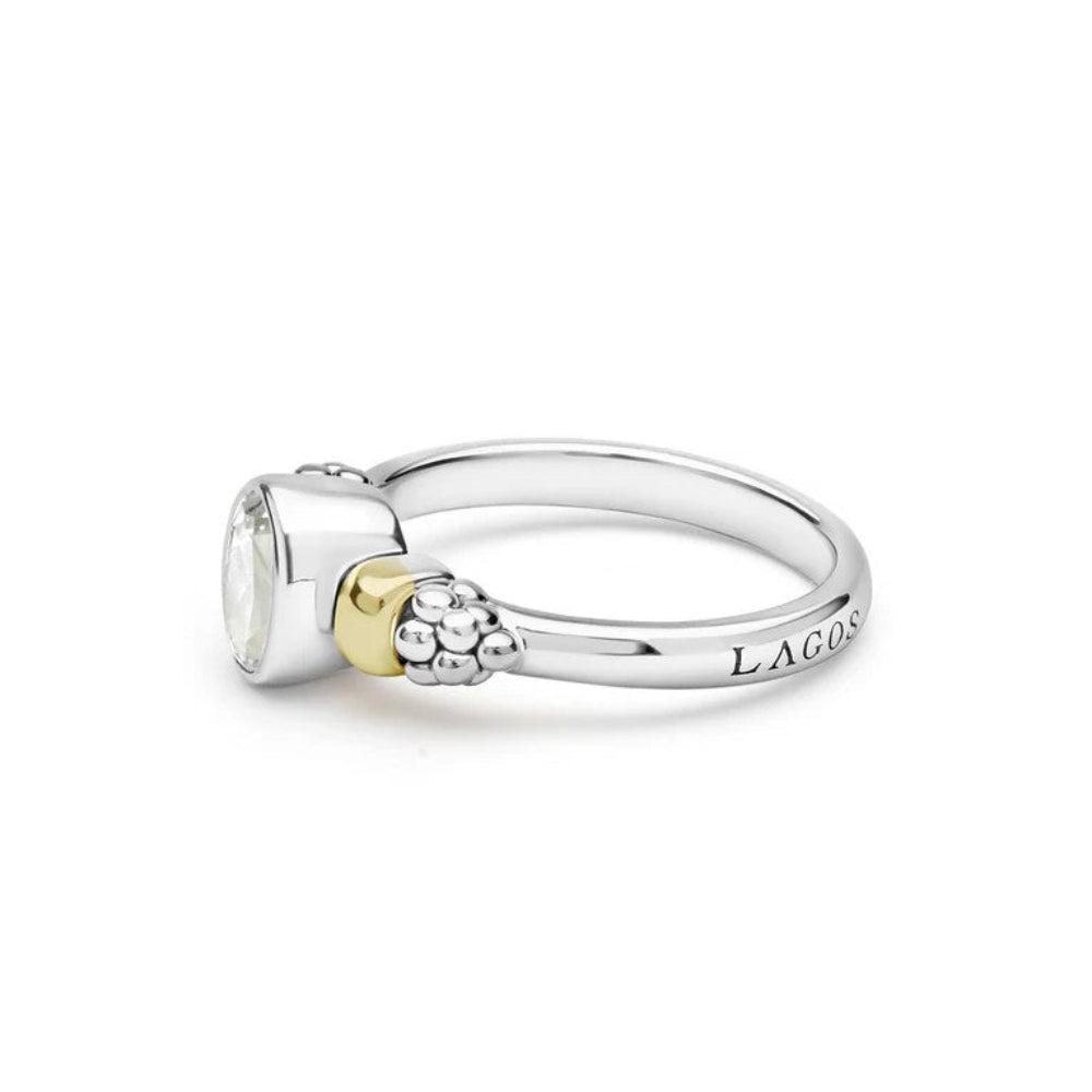 Lagos Signature Caviar Two Tone Oval Gemstone Ring