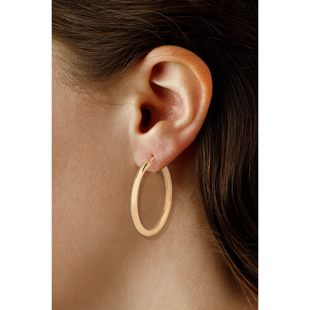 14k Gold 30mm Round Hoop Earrings