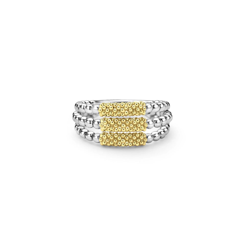 Lagos Caviar Icon Two-Tone Three Row Ring
