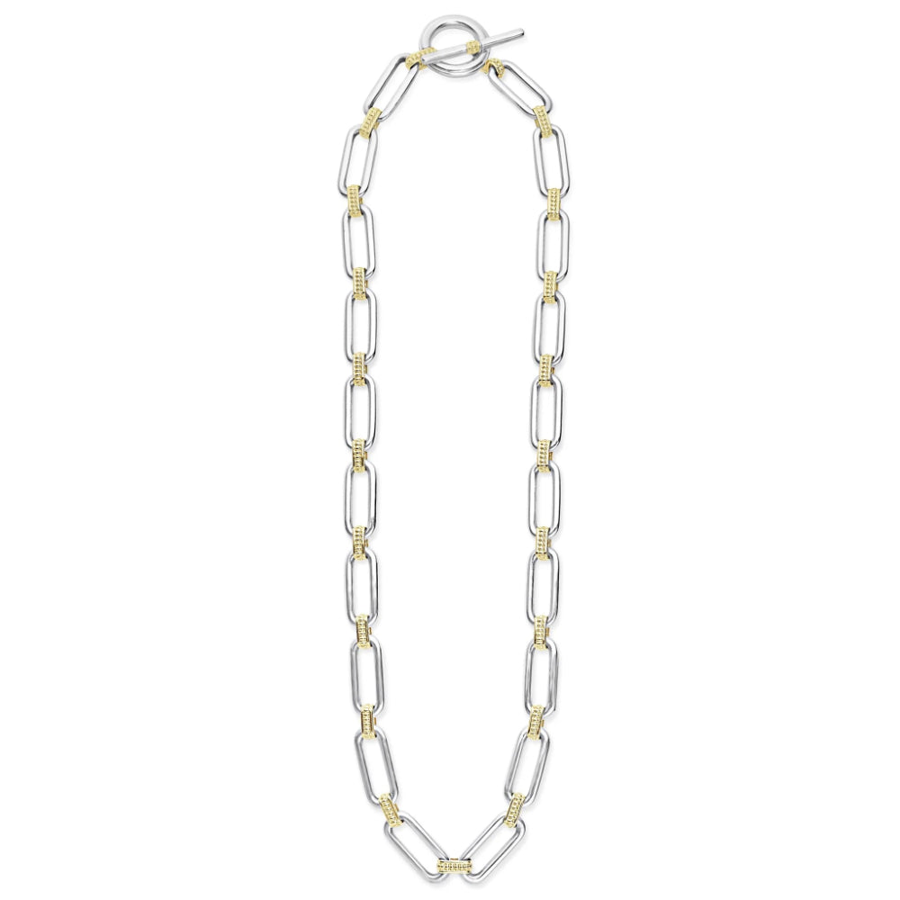 Lagos Signature Caviar Two-Tone Link Necklace