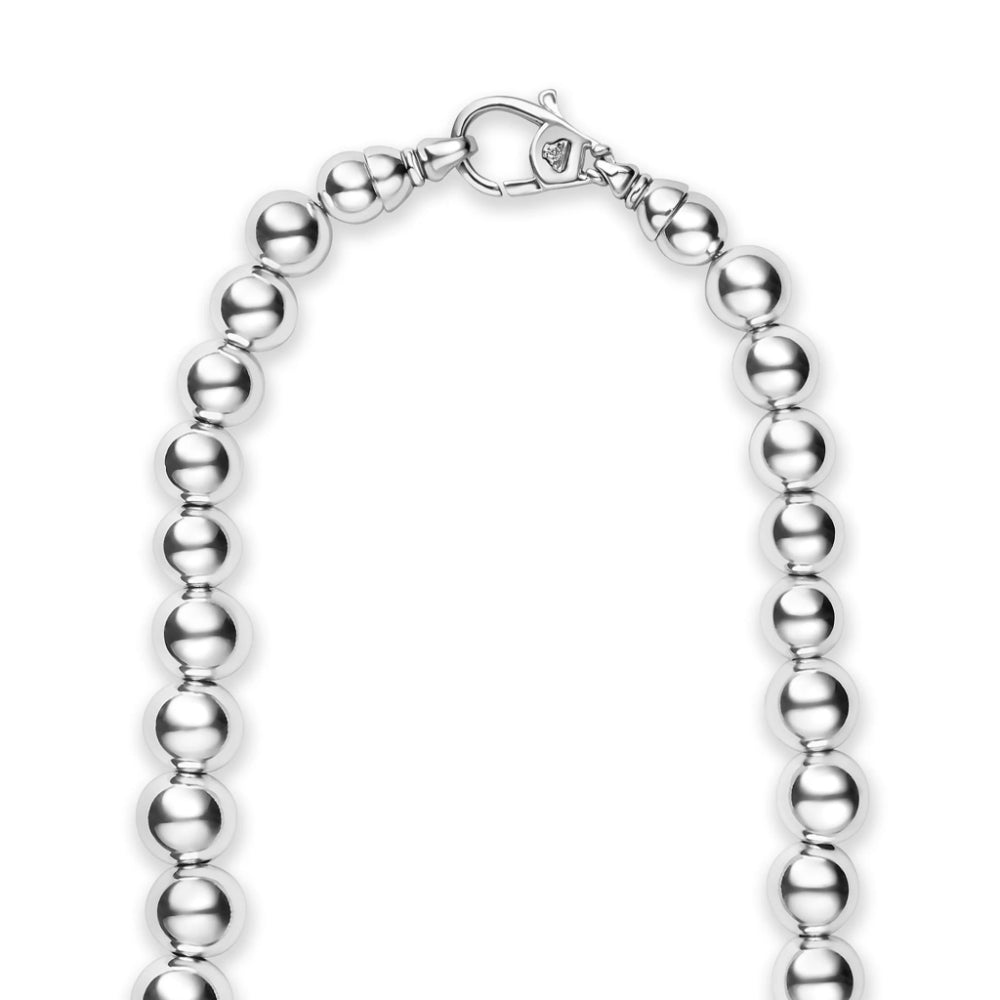 Lagos Caviar Bubbly Silver Graduated Bead Necklace