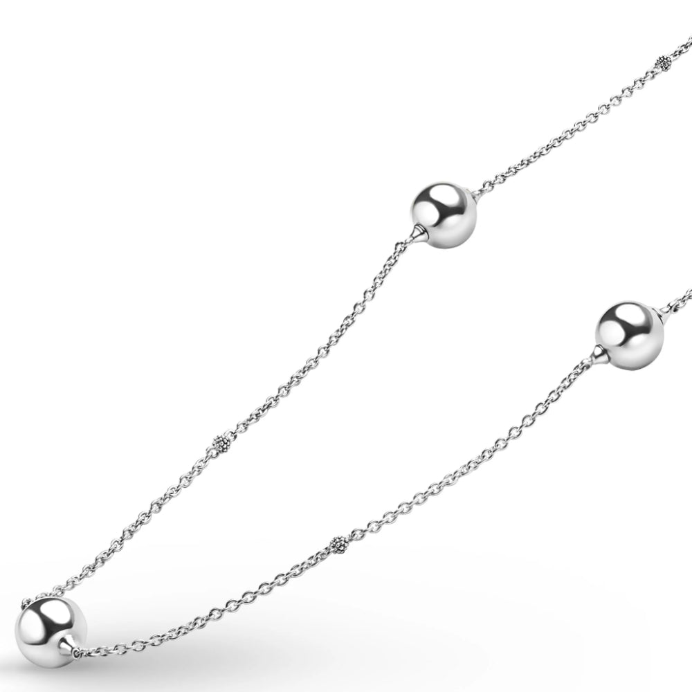 Lagos Caviar Bubbly Silver Large Beaded Station Necklace