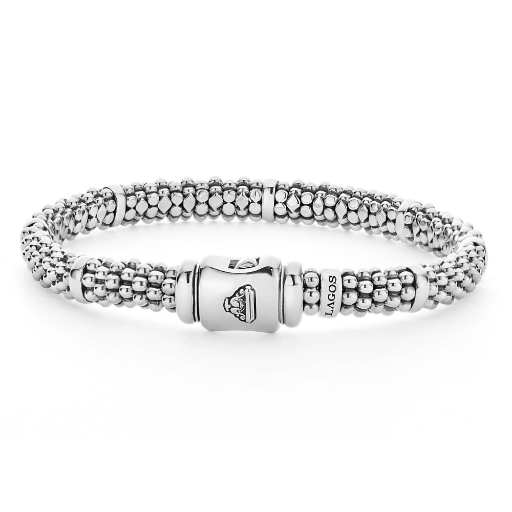 Lagos Signature Caviar Sterling Silver Station Caviar Bracelet, 6mm