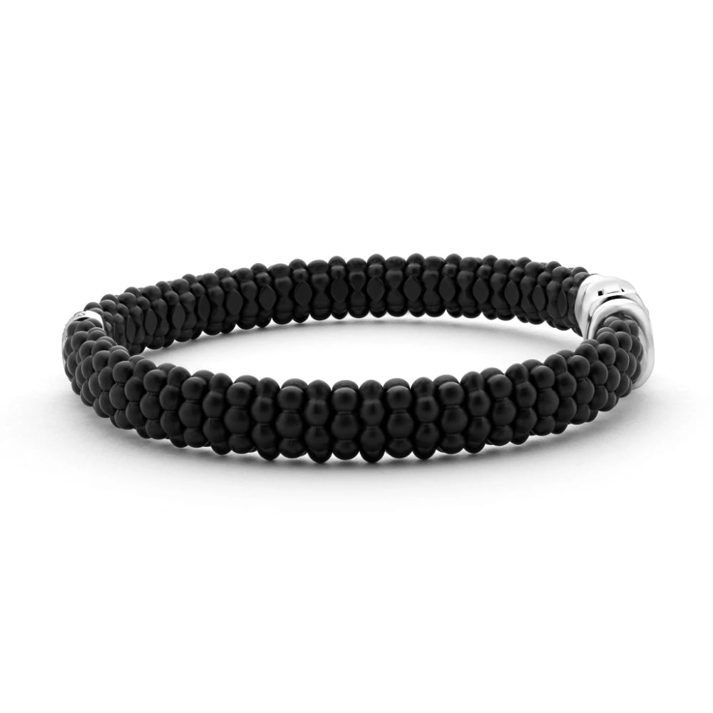 Lagos Black Caviar Single Station Matte Ceramic Diamond Bracelet, 9mm