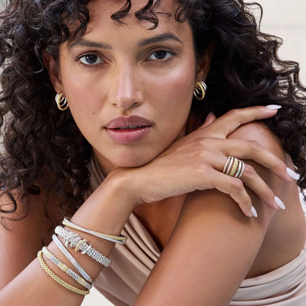 Lagos Caviar Lux Two-Tone Five Ring Diamond Bracelet