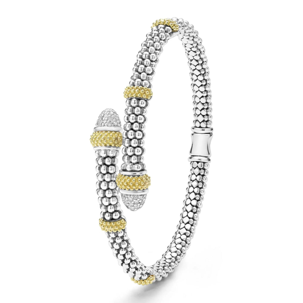 Lagos Caviar Lux Two-Tone Caviar Diamond Versa Bypass Bracelet