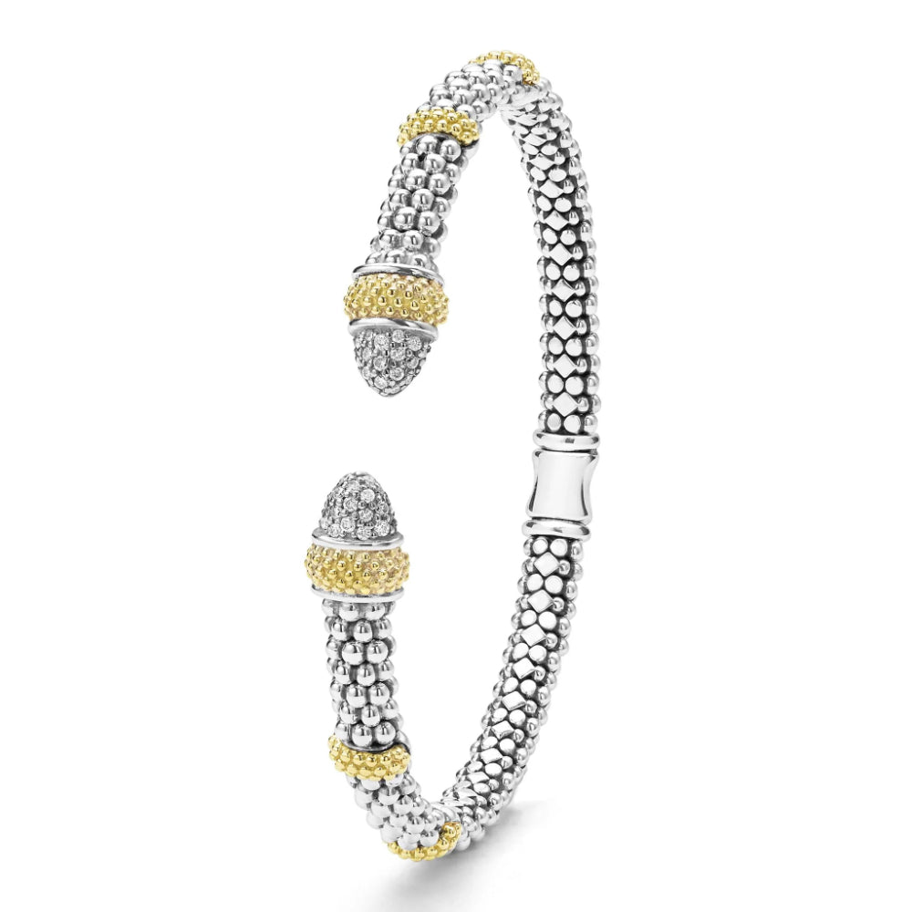 Lagos Caviar Lux Two-Tone Caviar Diamond Versa Torque Bracelet