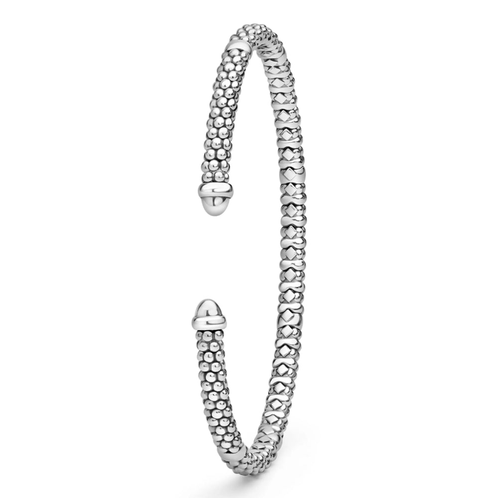 Lagos Signature Caviar Silver Caviar Beaded Mini Versa Torque Bracelet