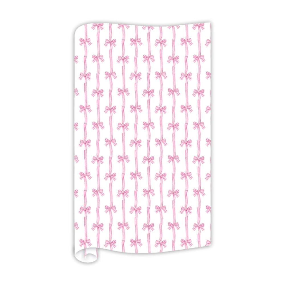 RosanneBeck Handpainted Pink Bow Stripe Wrapping Paper