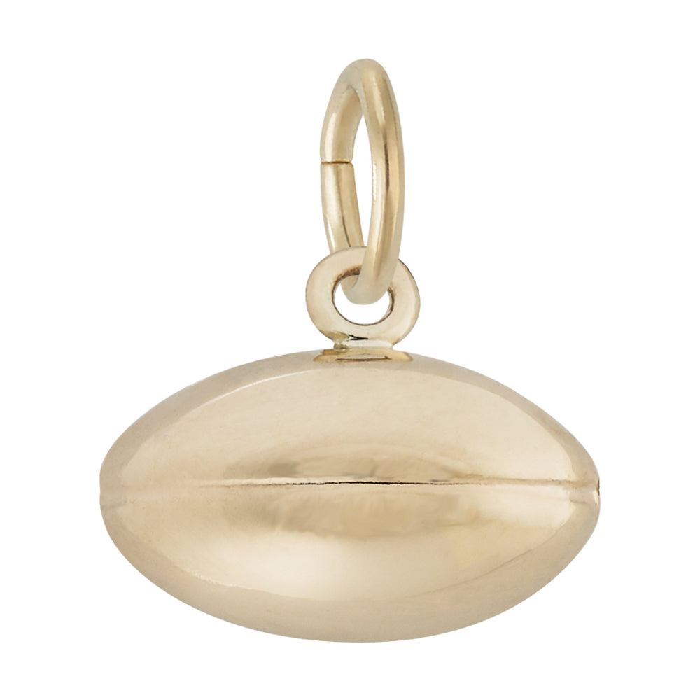 Back of Gold football charm on a white background