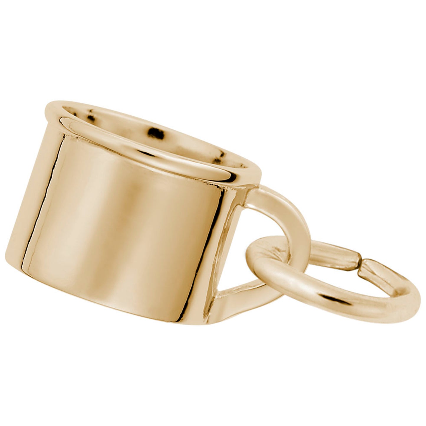 Gold baby cup charm on a white background
