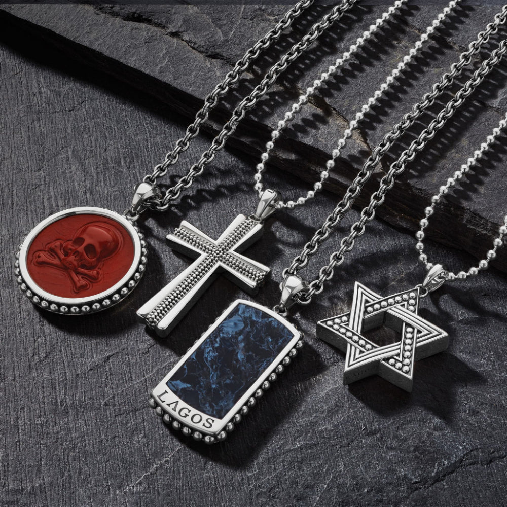 Lagos Anthem Caviar Beaded Cross Amulet
