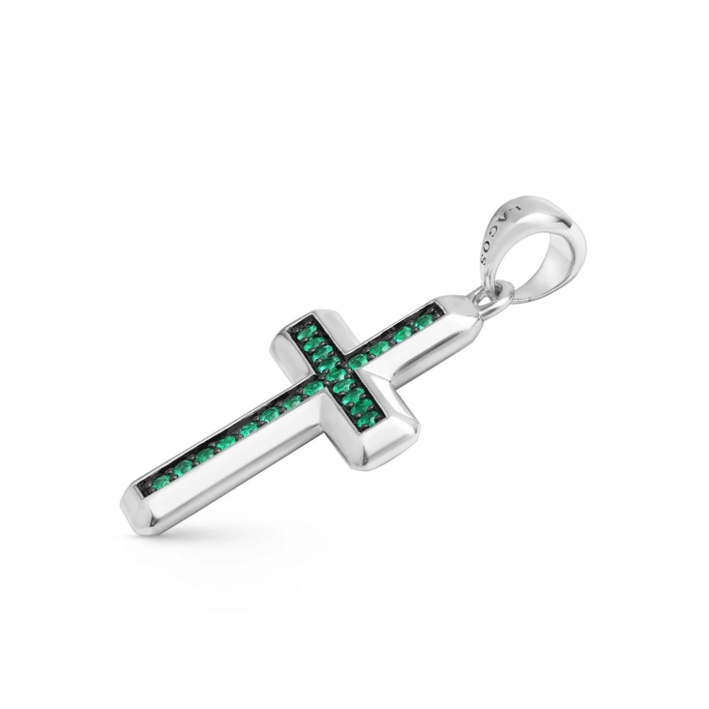 Lagos Anthem Sterling Silver and Emerald Cross Amulet