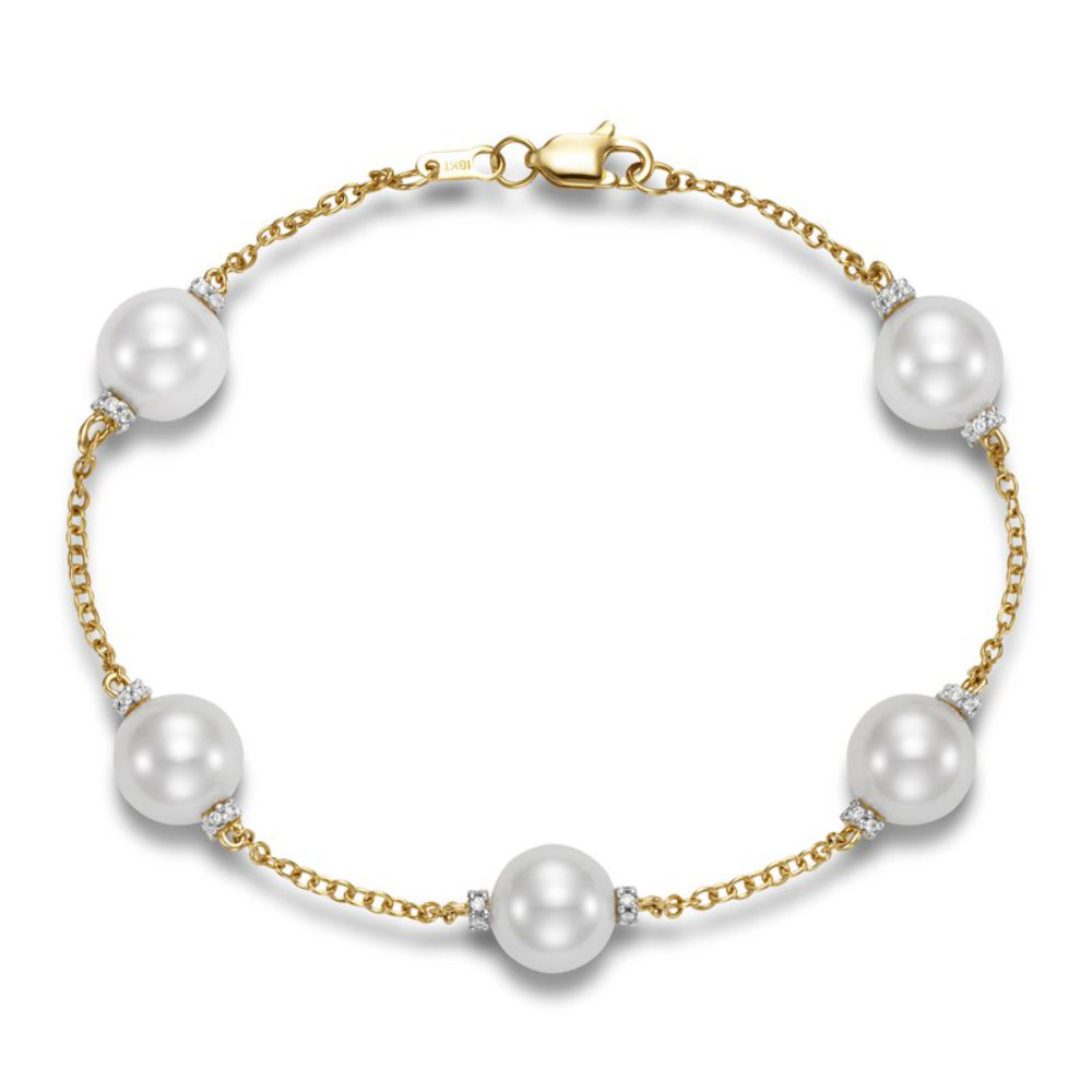 Mastoloni 18k Gold Freshwater Pearl Station Bracelet