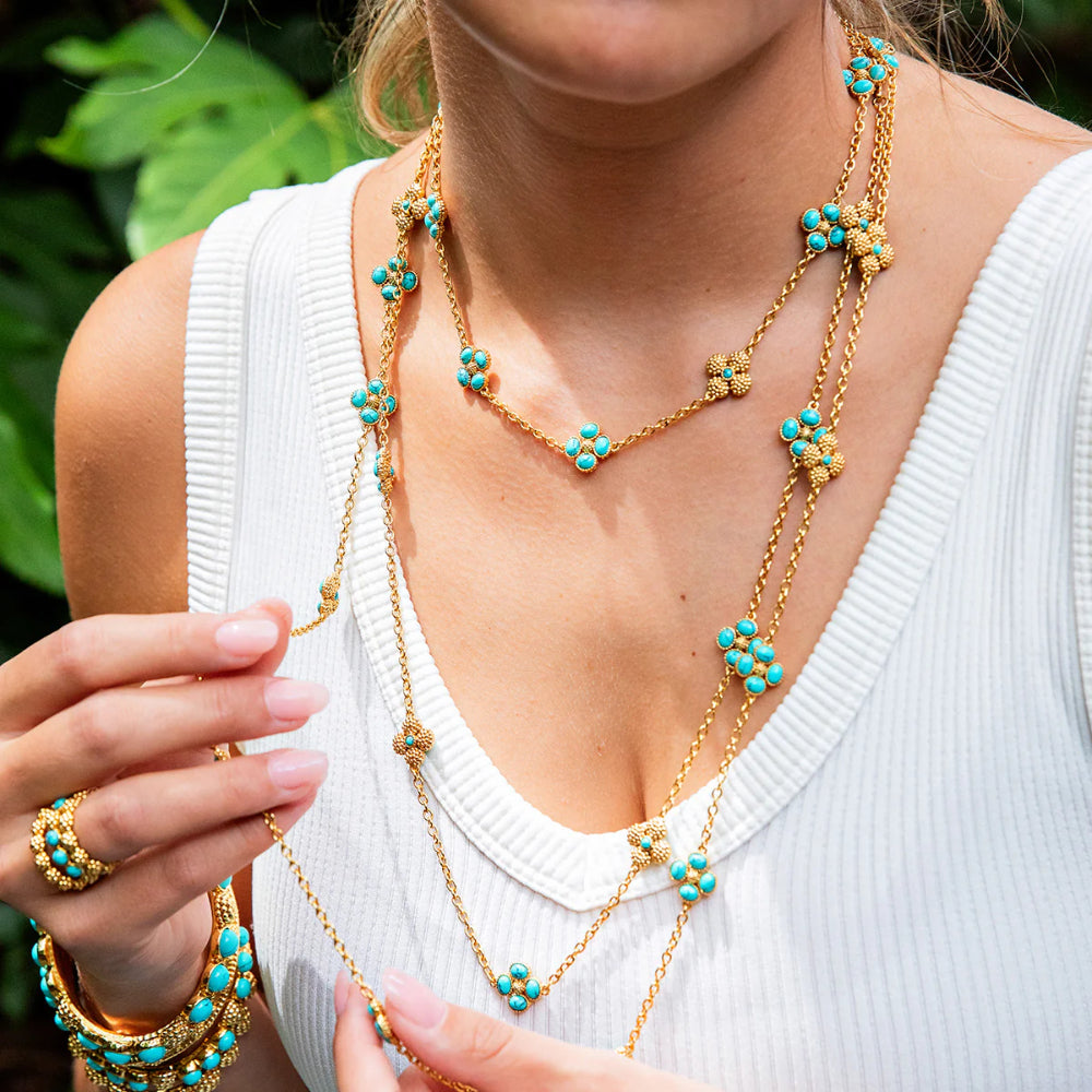 Capucine De Wulf Berry Clover Double Sided Necklace - Turquoise