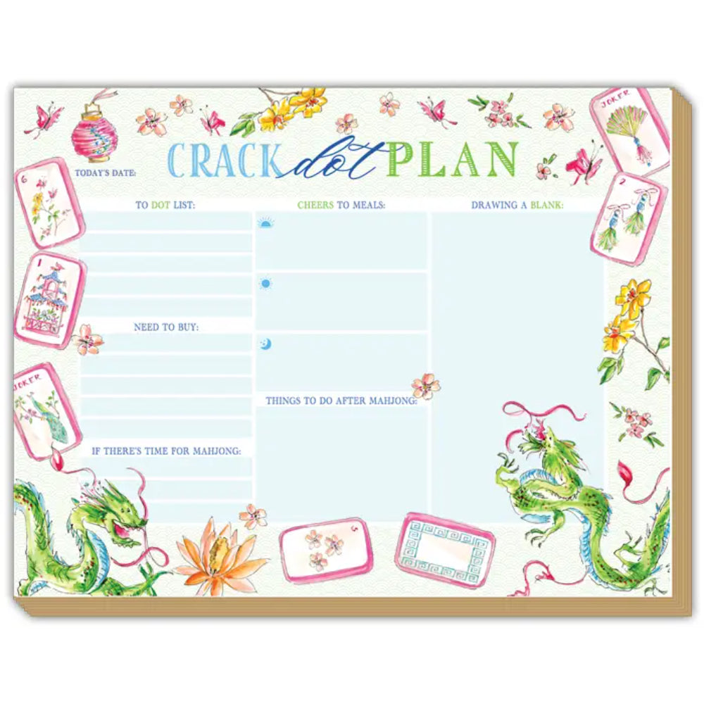 RosanneBeck Collections Crack Dot Plan Mahjong Icons Green Dragons Luxe Planner
