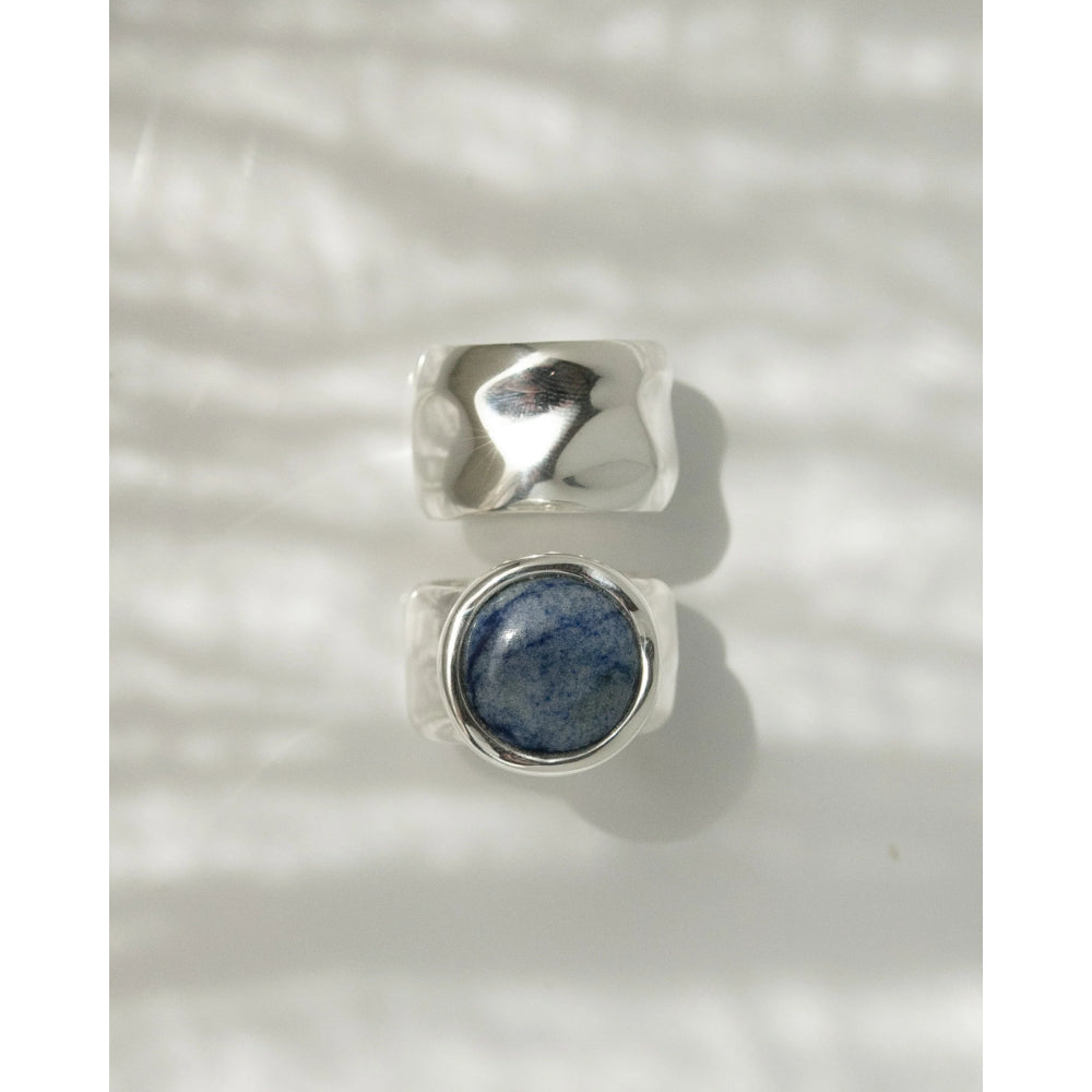 Anna Beck Large Silver Wavy Dumortierite Signet Ring