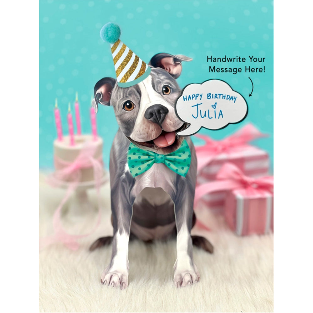 FreshCut Paper LLC Gray Pitbull Greeting Card