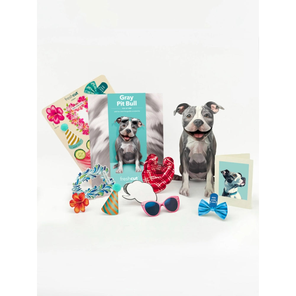 FreshCut Paper LLC Gray Pitbull Greeting Card