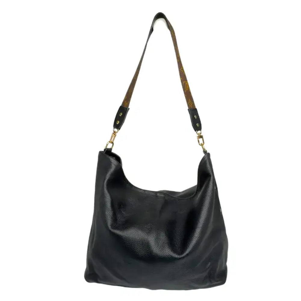 Beaudin Designs Sheila Shoulder Bag in Black Leather Upcycled LV