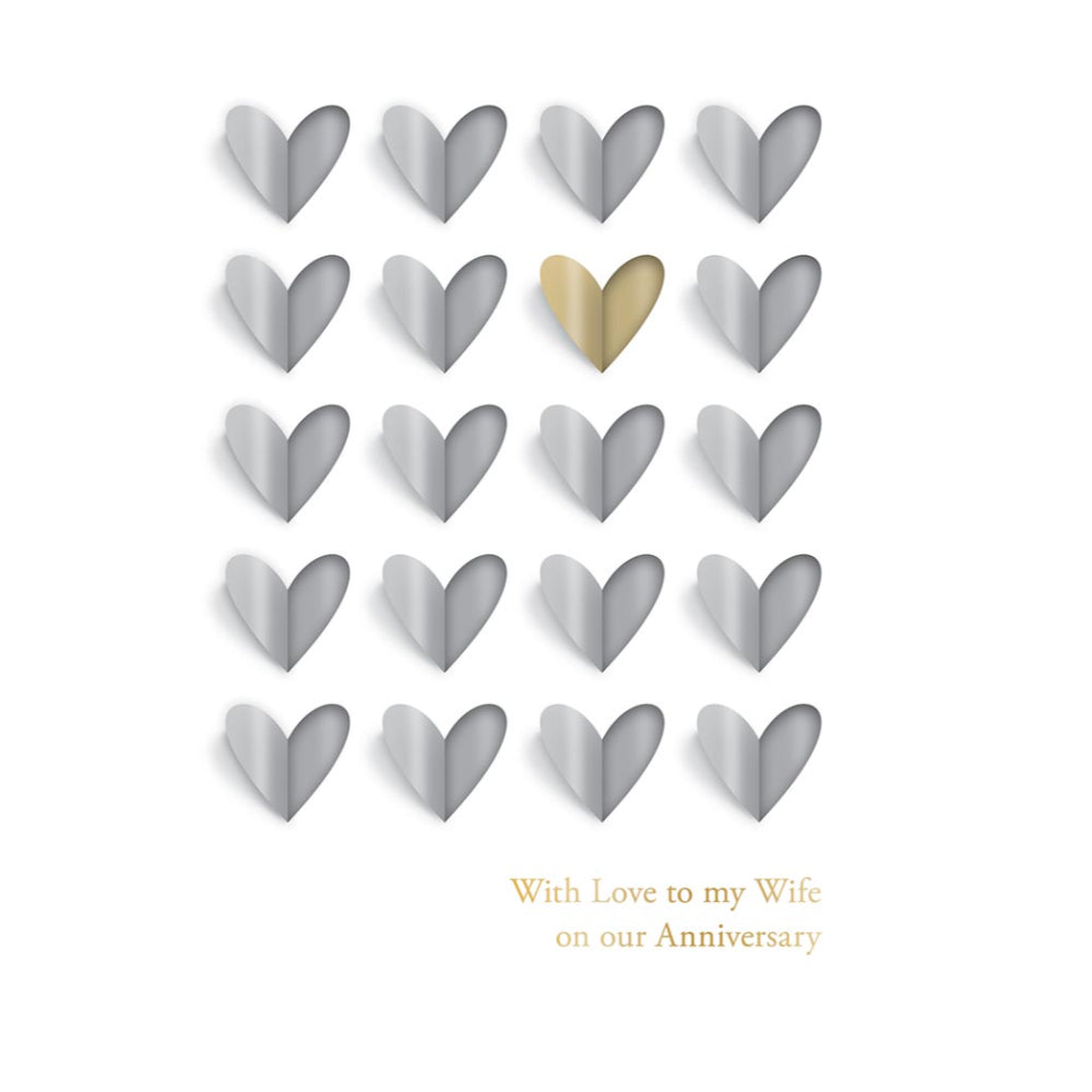 Folding Hearts Anniversary Greeting Card