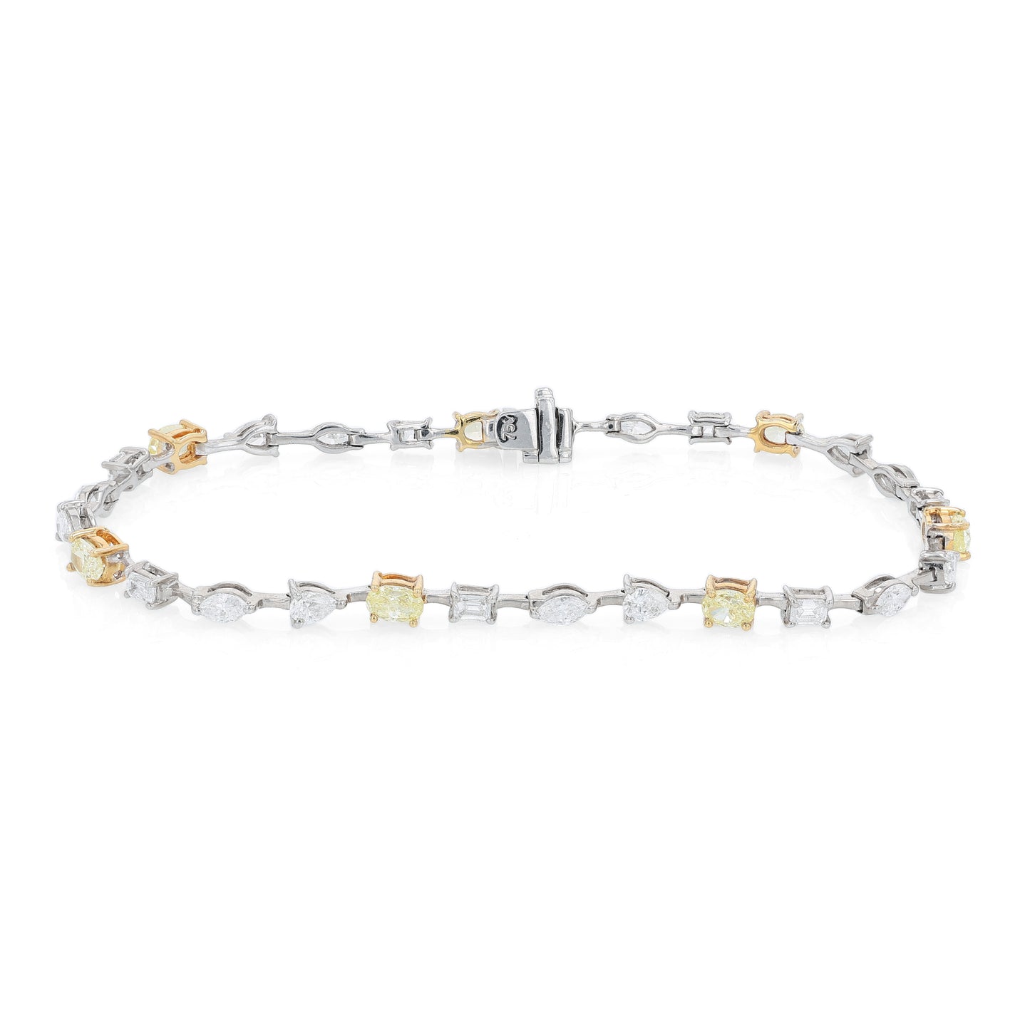 Namdar 18k White Gold Multi-Shape White and Yellow Diamond Bracelet