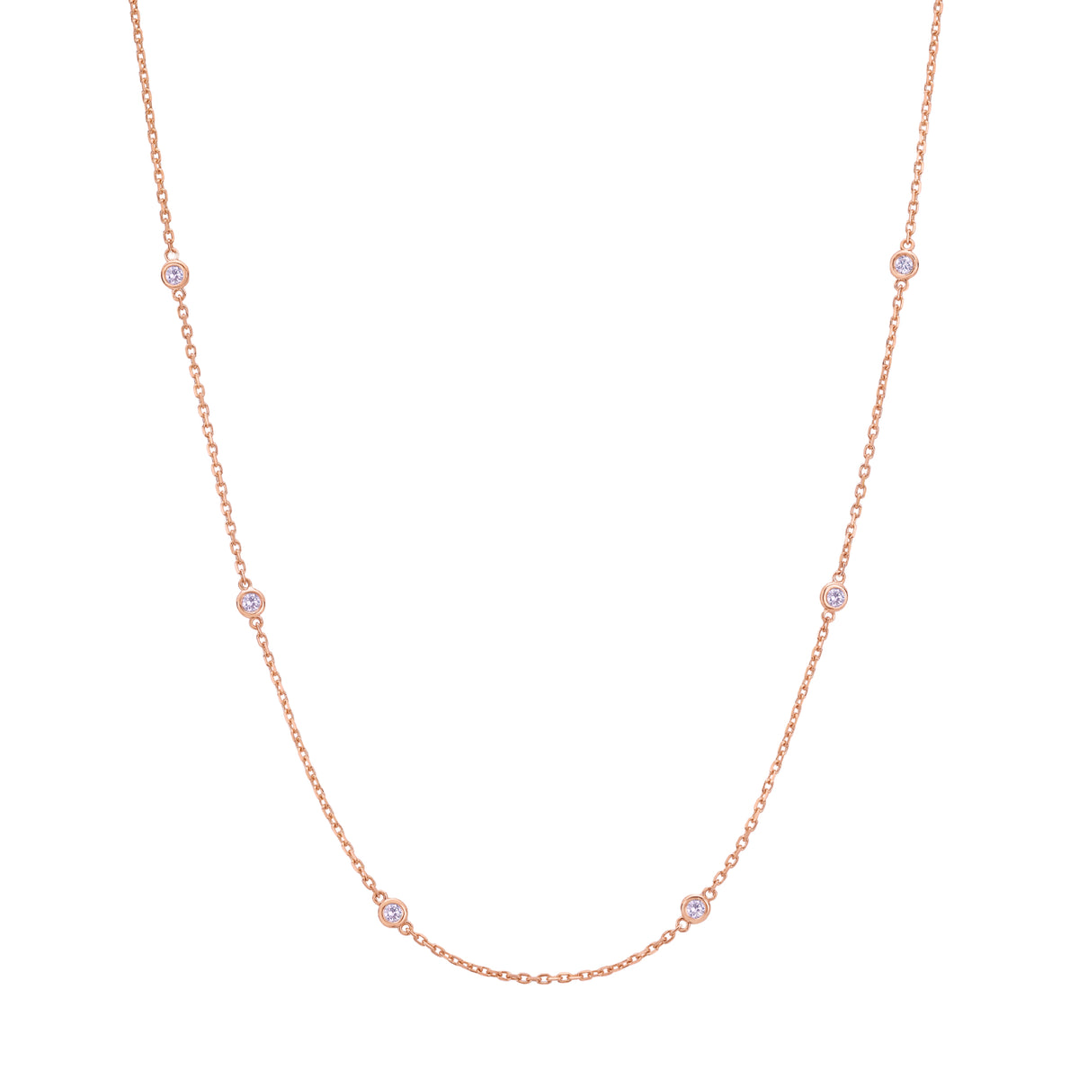 Namdar 18k Rose Gold 18" Pink Diamond Station Necklace