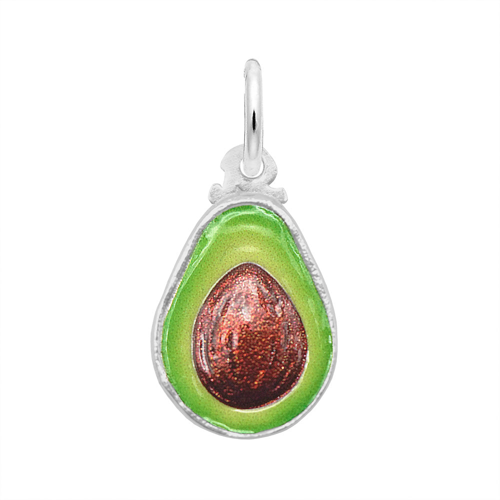 Sterling Silver Painted Avocado Charm