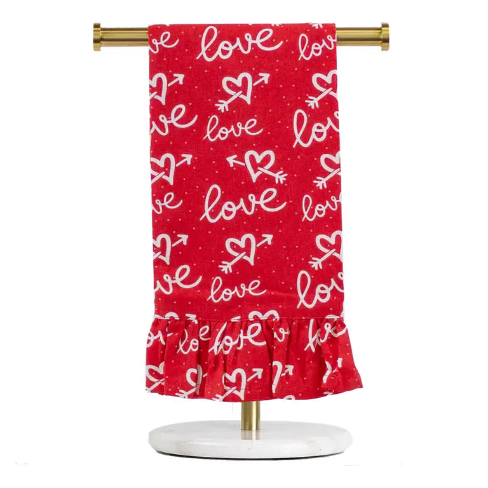 The Royal Standard Cupid Love Ruffle Hand Towel Red/White/Pink 20x28