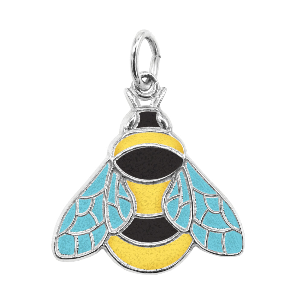 Sterling Silver Painted Bumble Bee Charm
